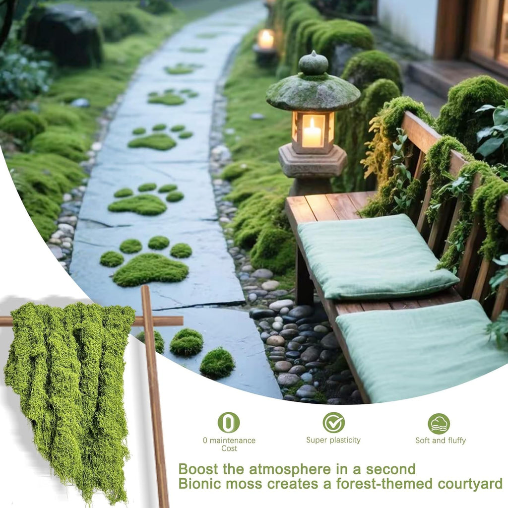 Preserved Green Moss Mat for Decoration Carpet Grass Wall, Natural Decorative for Plants Indoor with Base Fabric, Artificial Moss Mat for Wedding, Floral DIY (19.68 * 19.68 inch)