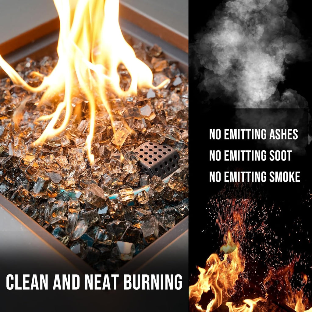 Skyflame High Luster 10-Pound Regular Fire Glass for Fire Pit Fireplace Garden Landscaping Bronze 1/2" Size