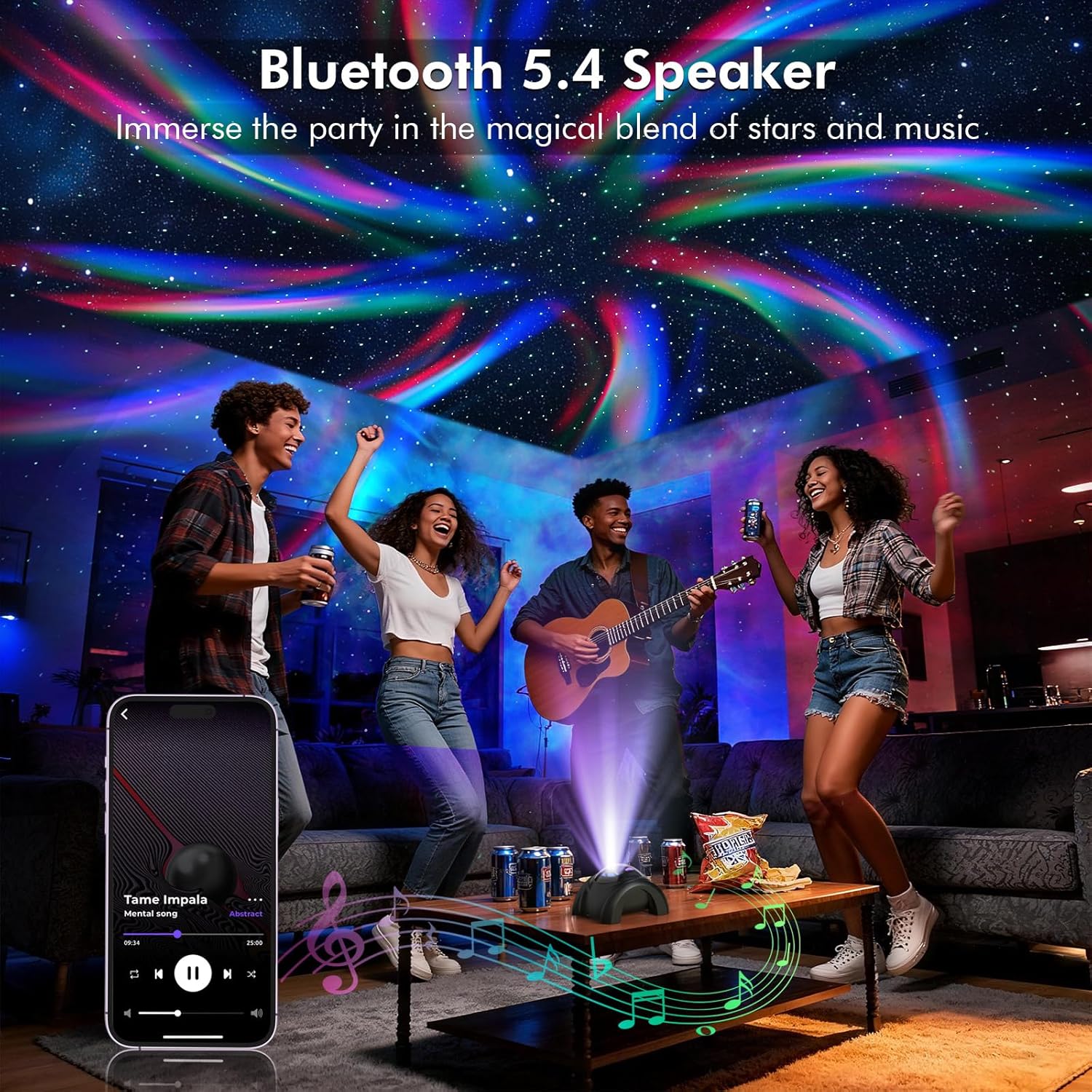 Rossetta Galaxy Projector, Star Projector for Bedroom with Bluetooth Speaker & White Noise, Remote, Timer, Night Light for Kids Room Decor, Party, Birthday & Christmas Gifts for Adults Teen Girls Boys