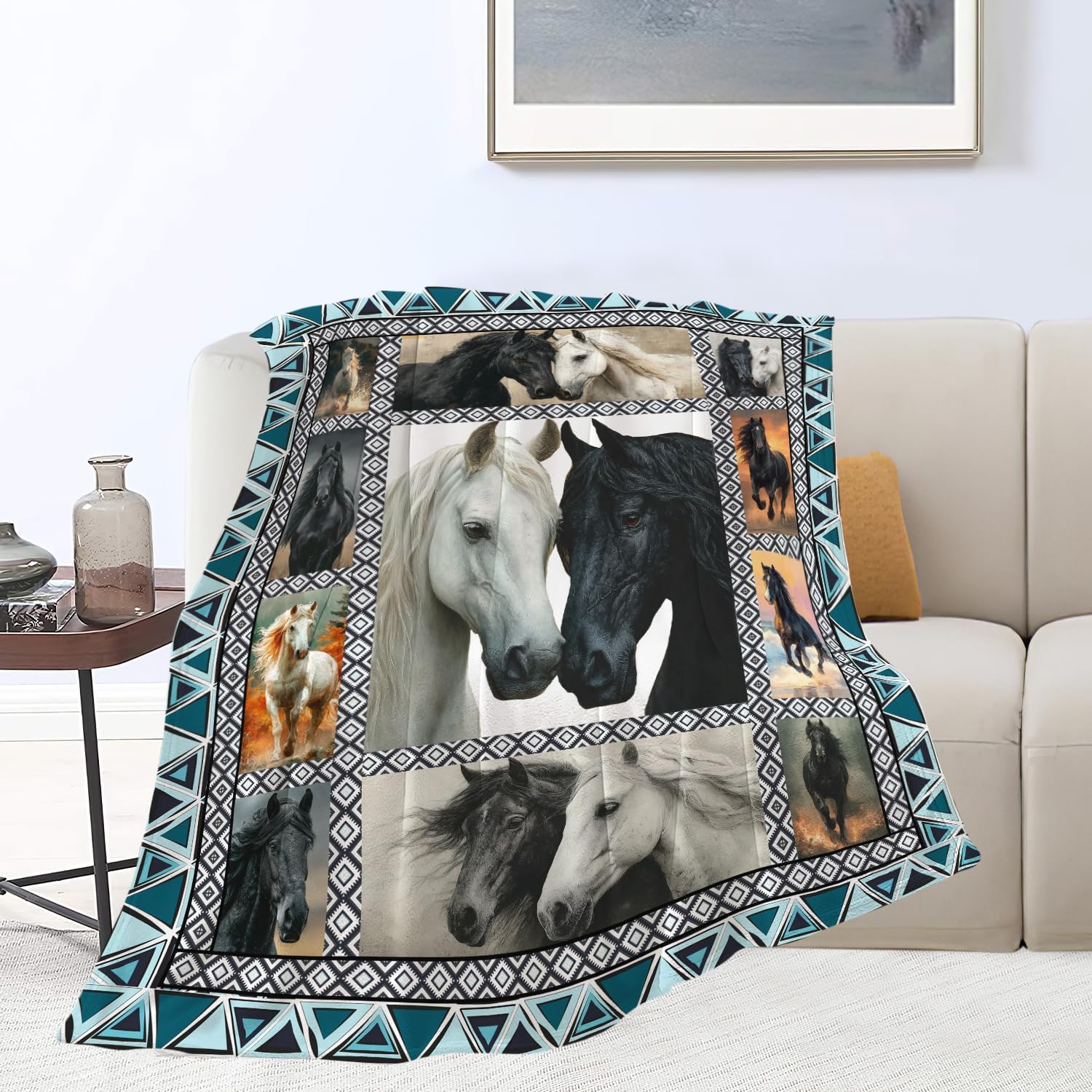Horse Throw Blanket Horse Stuff Gifts for Kids Girls Boys Adults Women Men Soft Cozy Warm Plush Fluffy Fuzzy Fleece Blanket Decor 50''X60''