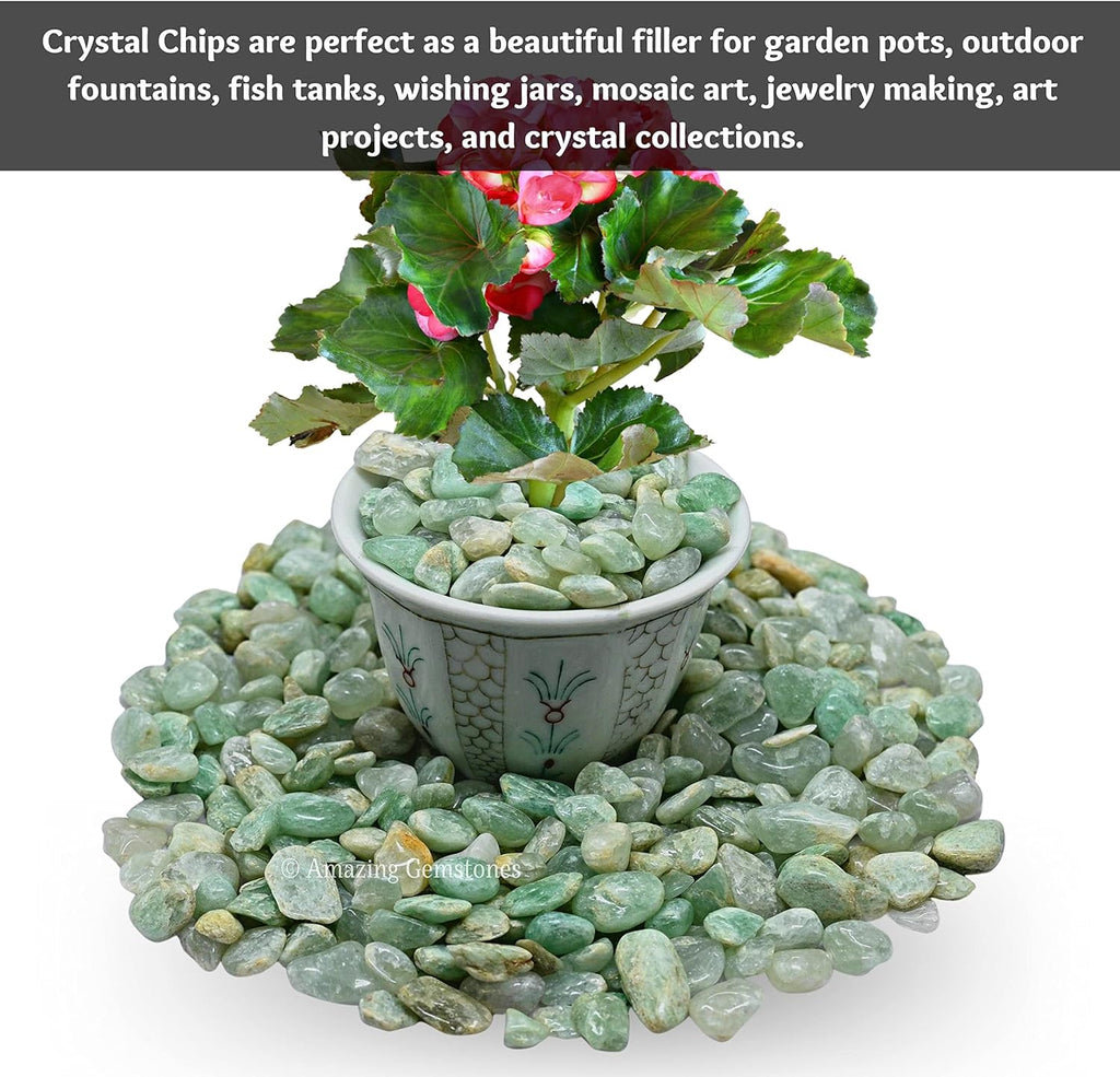 Amazing Gemstone Light Green Aventurine Crystal Chips Aquarium Gravel Rocks - Green Aventurine Chips Bulk Fish Tank Gravel, Small Tumbled Stone Chips and Tiny Crystals for Decoration