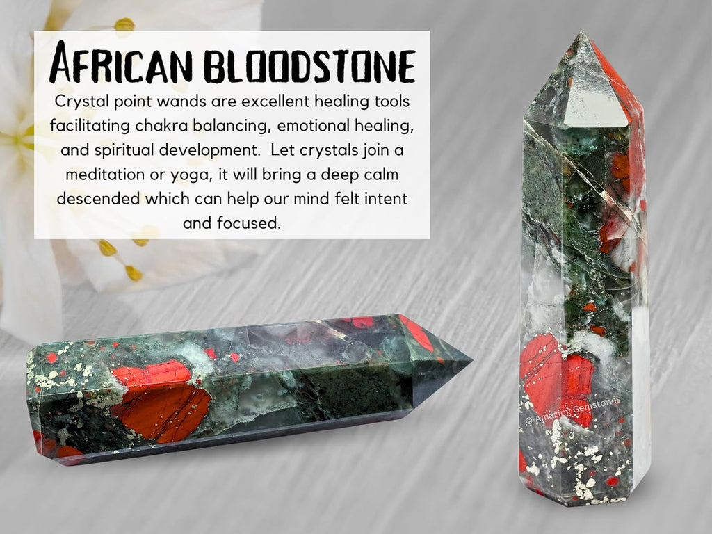 Amazing Gemstone Large African Bloodstone Crystal Towers ~ Natural Healing Crystal Point Obelisk for Reiki Healing and Crystal Grid (5.5" to 6" Inch)