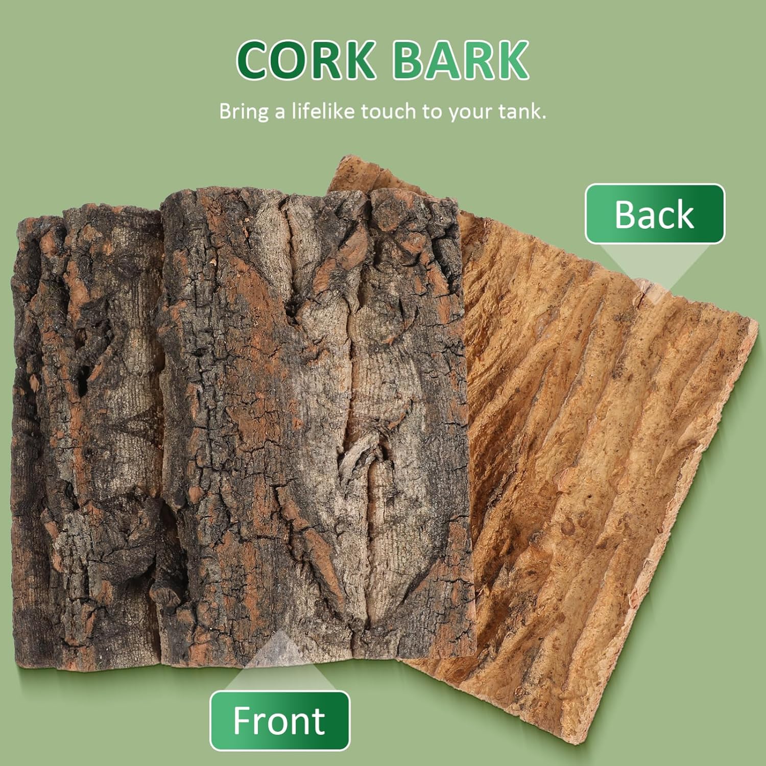 Reptile Cork Bark Tank Decor 4 Pieces Natural Cork Background for Gecko Lizard Frog Bearded Dragon Aquarium Terrarium Climbing Mat