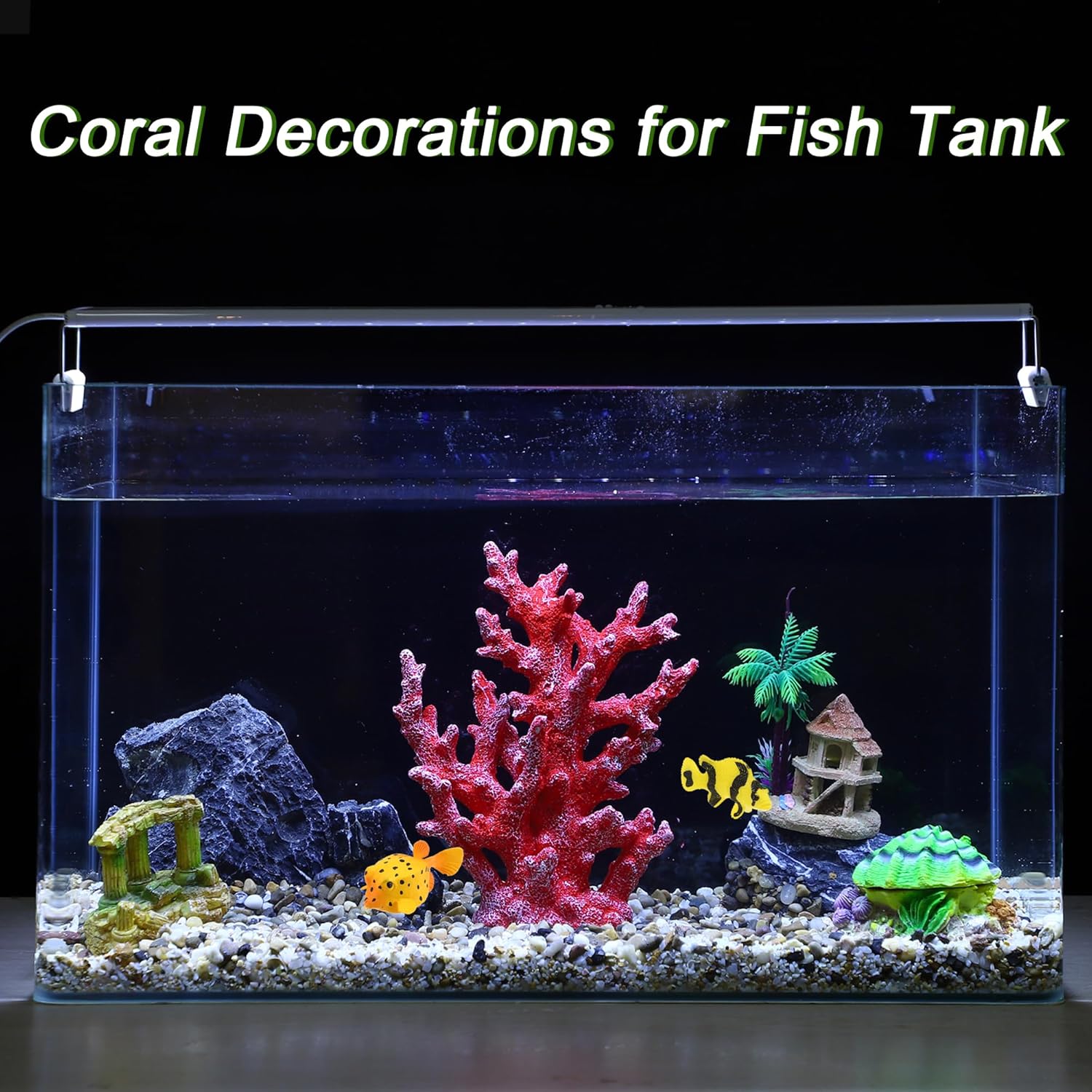 Artificial Coral Decor for Aquarium, Resin Ornaments and Statue Home Decor, 7.48"x2.36"x9.45", Red