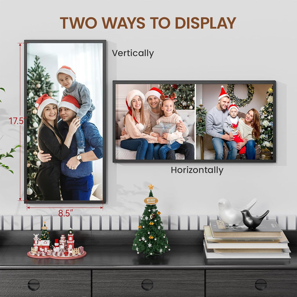 Heimlove 9x18 Metal Picture Frame,Black Aluminum Photo Frames-Real Tempered Glass,Mounting Horizontally or Vertically Decor for Wall-1Pack