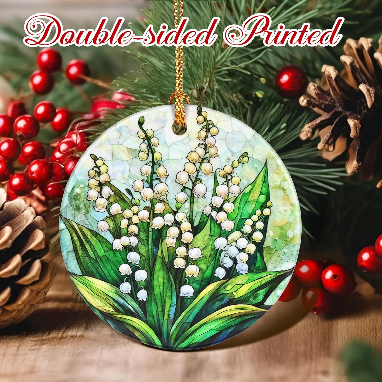 Christmas Ornaments, Lily of The Valley Flower Ornament, Christmas Tree Ornaments, Xmas Decorations, Holiday Decorations, Gifts for Flower Lovers, Holiday Party Gifts, and Xmas Gift Ideas
