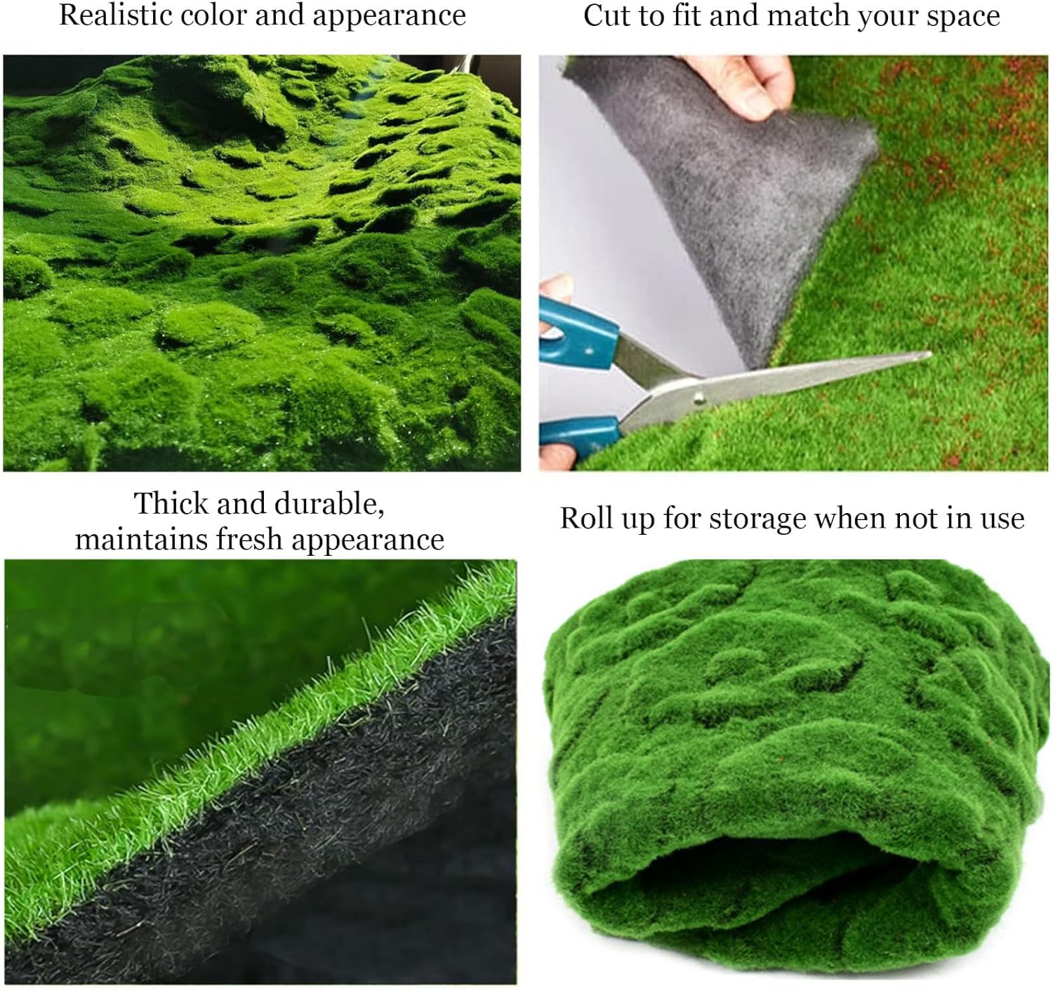Simulation Artificial Moss Mat 39x39in, Fake Moss Wall DIY Artificial Moss Mat Carpet for Balcony Terrace Decoration Window Display Decoration