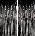 Foil Fringe Curtain Halloweens Party Decorations - Pure Black Tinsel Photo Backdrop Party Steamers Curtains for Christmas/New Years/Boy/Men/Birthdays/Music/Stranger Theme/Prom/Retirement Parties