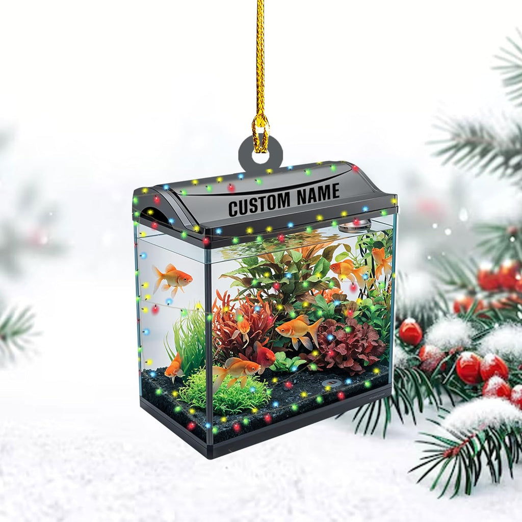Personalized Aquarium Christmas Ornament, Fish Christmas Ornament, Gift for Fish Lover, Custom Aquarium Christmas Tree Keepsake, Kids First Gift Ideas, Pet Kids Ornament (AFT1)