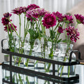 6pc Glass Flower Vase with Metal Holder, Best Vases Set for Home & Table Decor Flowers, Wedding Decorations, Kitchen, Bathroom, Bedroom, Modern Shelf Decor, Terrarium Arrangement