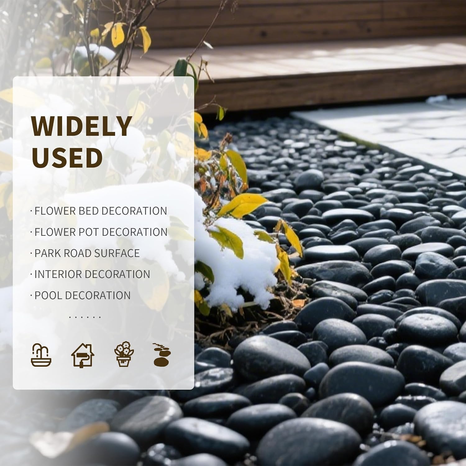 40LB Natural Black River Rocks, 2-3 Inch Polished Pebbles - Decorative Stones for Landscaping, Garden, Aquarium, Vase Filler and Home Decor