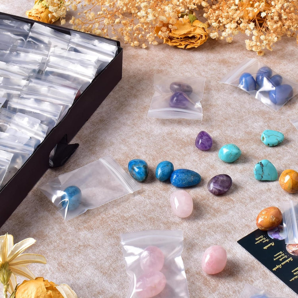 36 Varieties Healing Crystals & Stones Bulk Set – 2.5 lbs, 0.6" Natural Polished & Tumbled Gemstones Collection and Decorative Rocks for Chakra, Meditation, Reiki, Witchcraft, Crafts