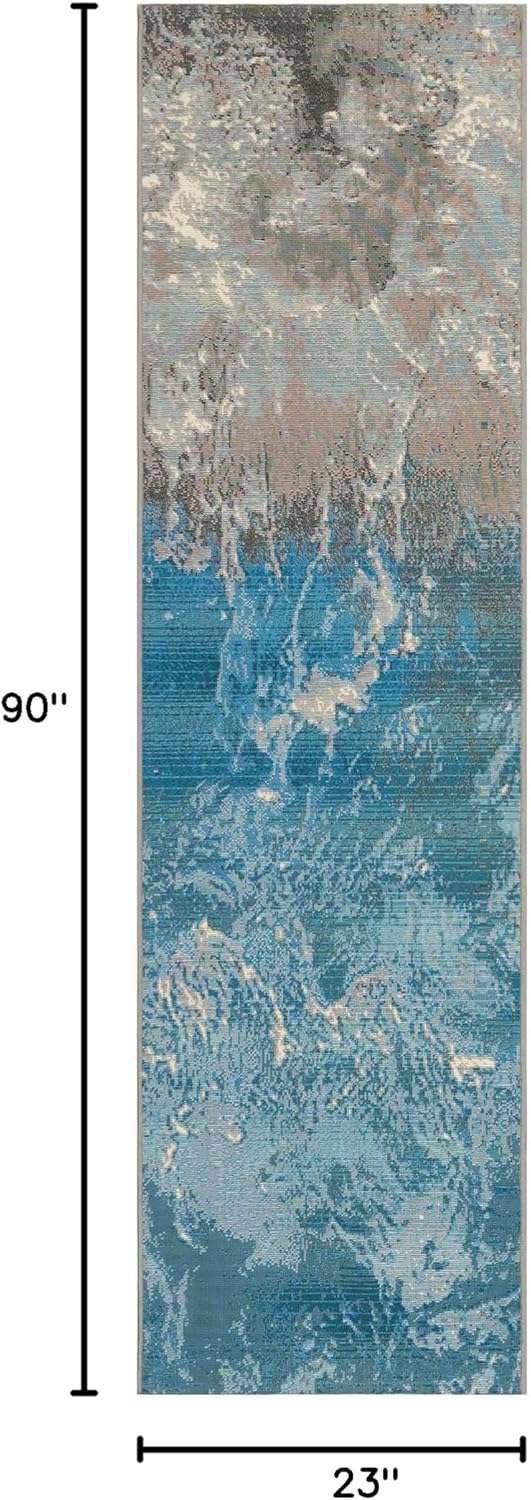 Liora Manne Marina Low Profile Durable Indoor/Outdoor Woven Rug- Surf Ocean 1'11" x 7'6"