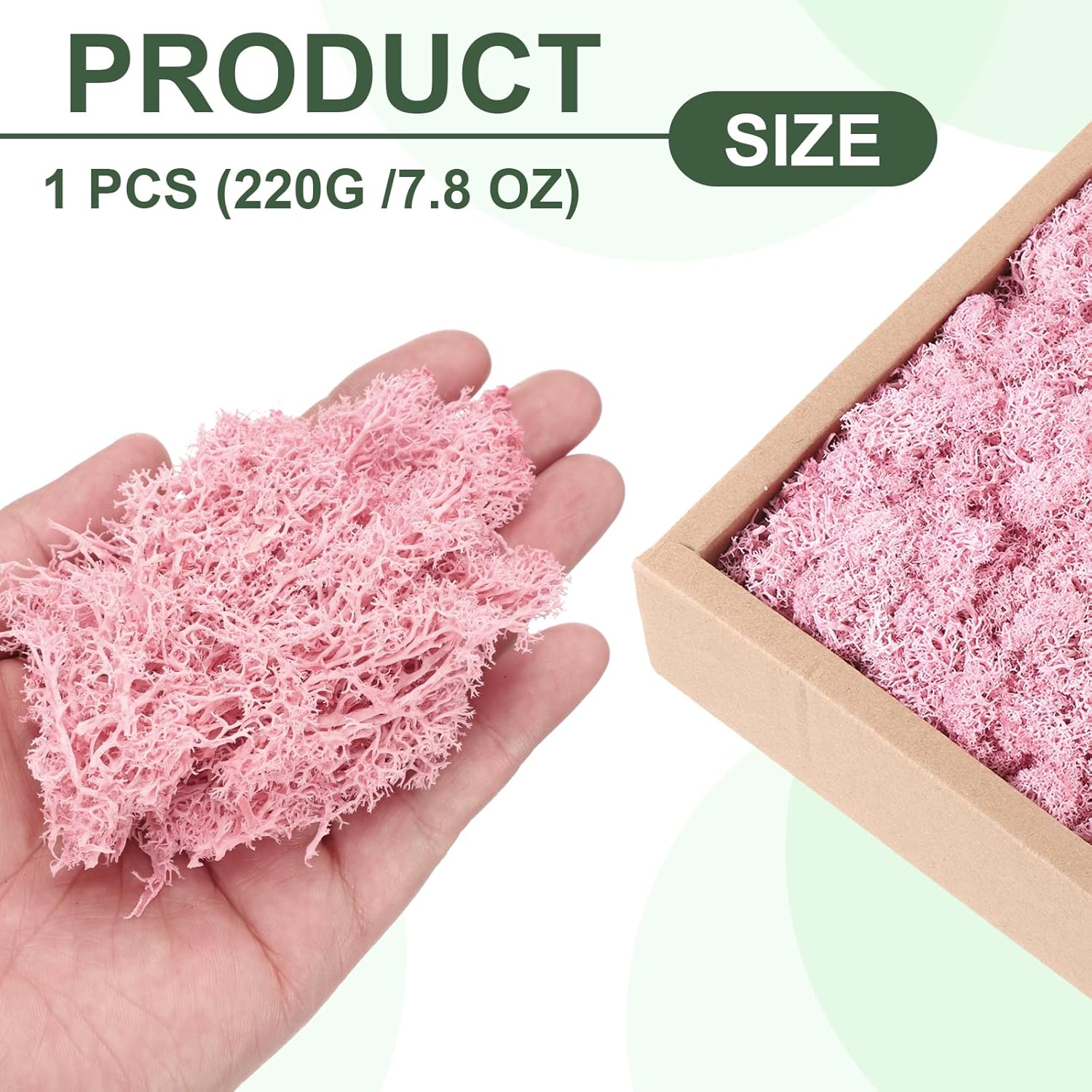 MECCANIXITY 7.8oz Preserved Reindeer Moss, Pink Decorative Artificial Fake Moss for Potted Plants Indoor Crafts Lichen Centerpieces Decor