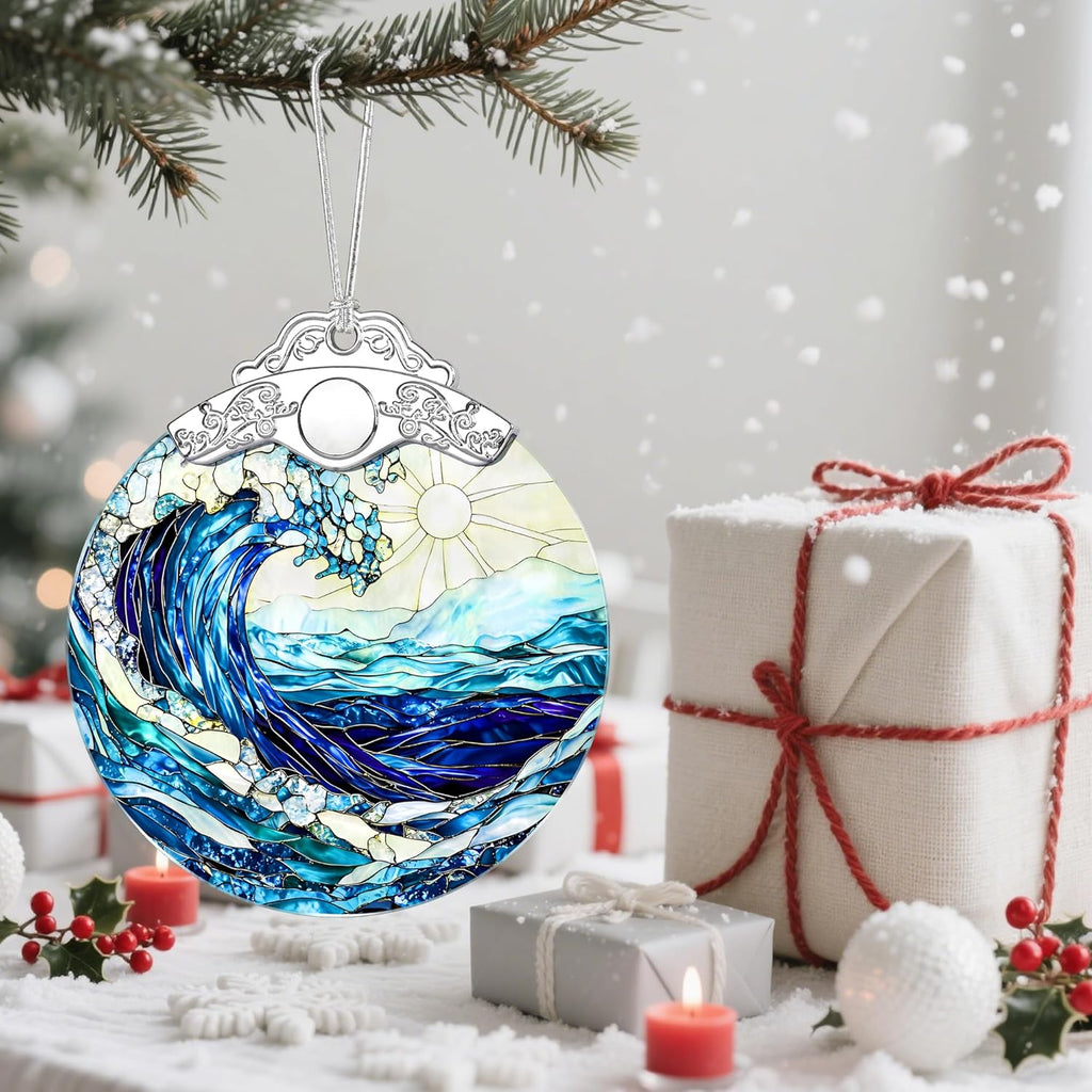 Christmas Ornaments, Christmas Tree Decorations, Keepsake Ornaments, Holiday Decor, Holiday & Xmas Gifts, Gifts for Ocean Lovers & Nature Lovers - Ocean Waves-Theme ﻿