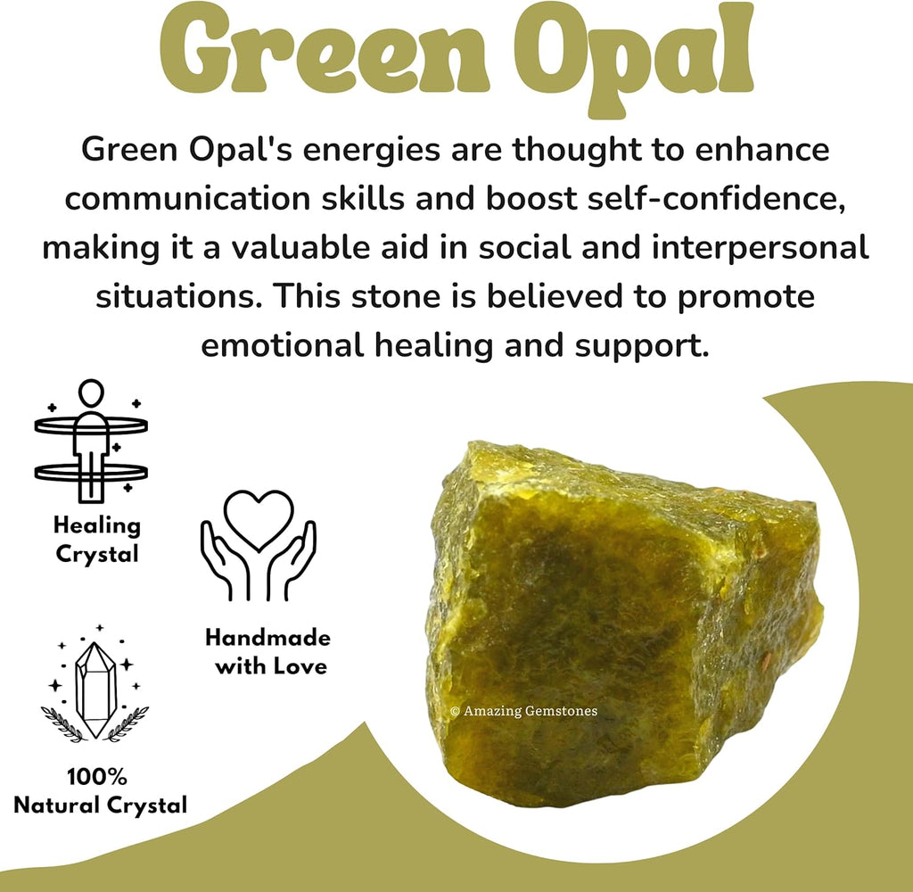 Amazing Gemstone Green Opal Raw Crystals and Healing Stones, Natural Rocks for Tumbling and DIY Raw Stones and Crystals (1 lb)