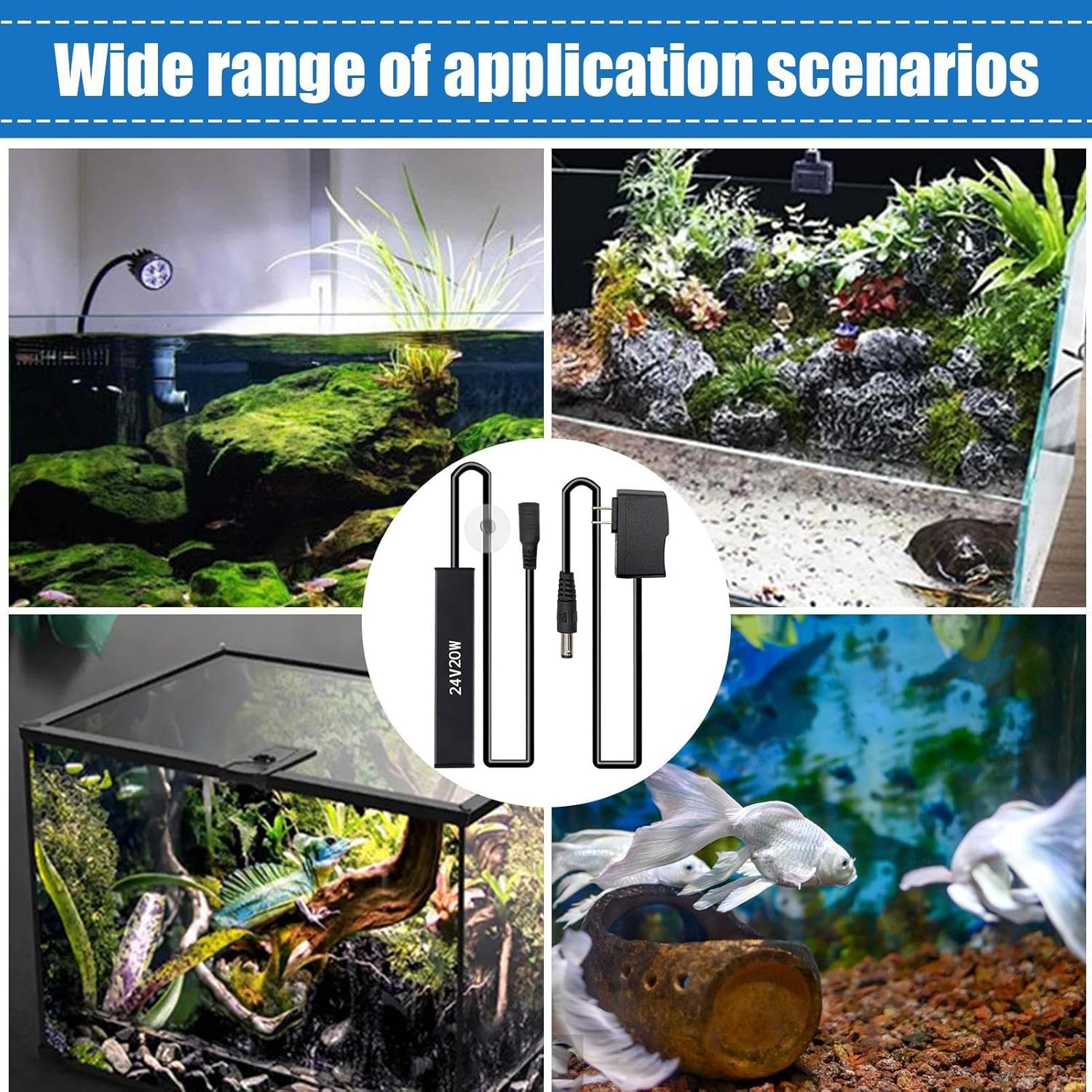 Small Aquarium Heater | Overheat Protection Adjustable 20W,Submersible Aquarium Heater - for Betta Aquatic Pet Saltwater Freshwater Home Indoor Office Breeding