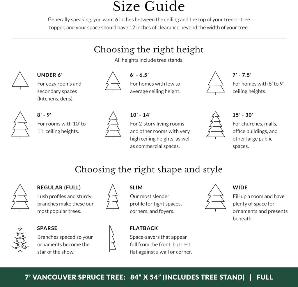 Balsam Hill Vancouver Spruce - Traditional Full Artificial Christmas Tree with Classic Needle Foliage with Premium Stand & Easy Assembly for Indoor Holiday Decorating, Unlit, 7'