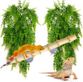 kathson Reptile Corner Branch Decor,Leopard Gecko Climbing Bamboo Wood with Suction Cup,Bearded Dragons Habitat Hanging Vines Plants Decoration,Lizards Tank Accessories for Amphibians,Snakes,Frogs