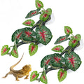kathson 2 PCS Reptile Corner Branch Resin Snake Climbing Accessories with Leaves Terrarium Plant Decoration with Suction Cup Lizard Plant Ornament for Frog Bearded Dragon Gecko Spider Climbing