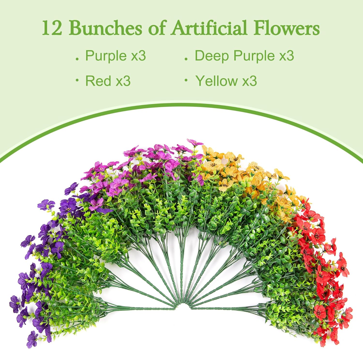 Fall Mums Artificial Flowers for Outdoors Potted, 12 Bundles Fake Fall Daisy Flower with Realistic Eucalyptus Leaves, Fake Plants for Greenery Boxwood Porch Patio Garden Pot Lawn