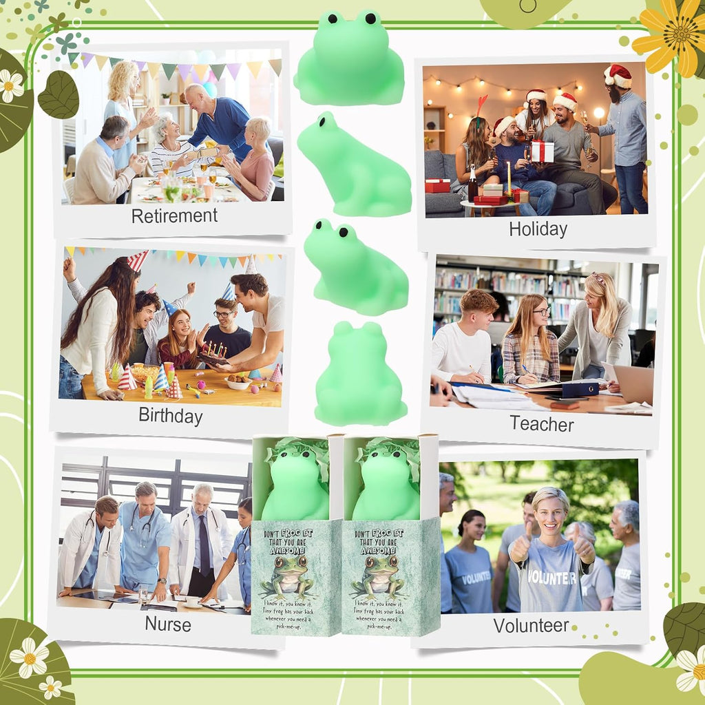 Wettarn 24 Sets Appreciation Gifts Frog Stress Balls with Support Gift Boxes You Are Awesome Positive Party Favors for Employee Coworker Friend Office Stress Relief Toys Desk Decor