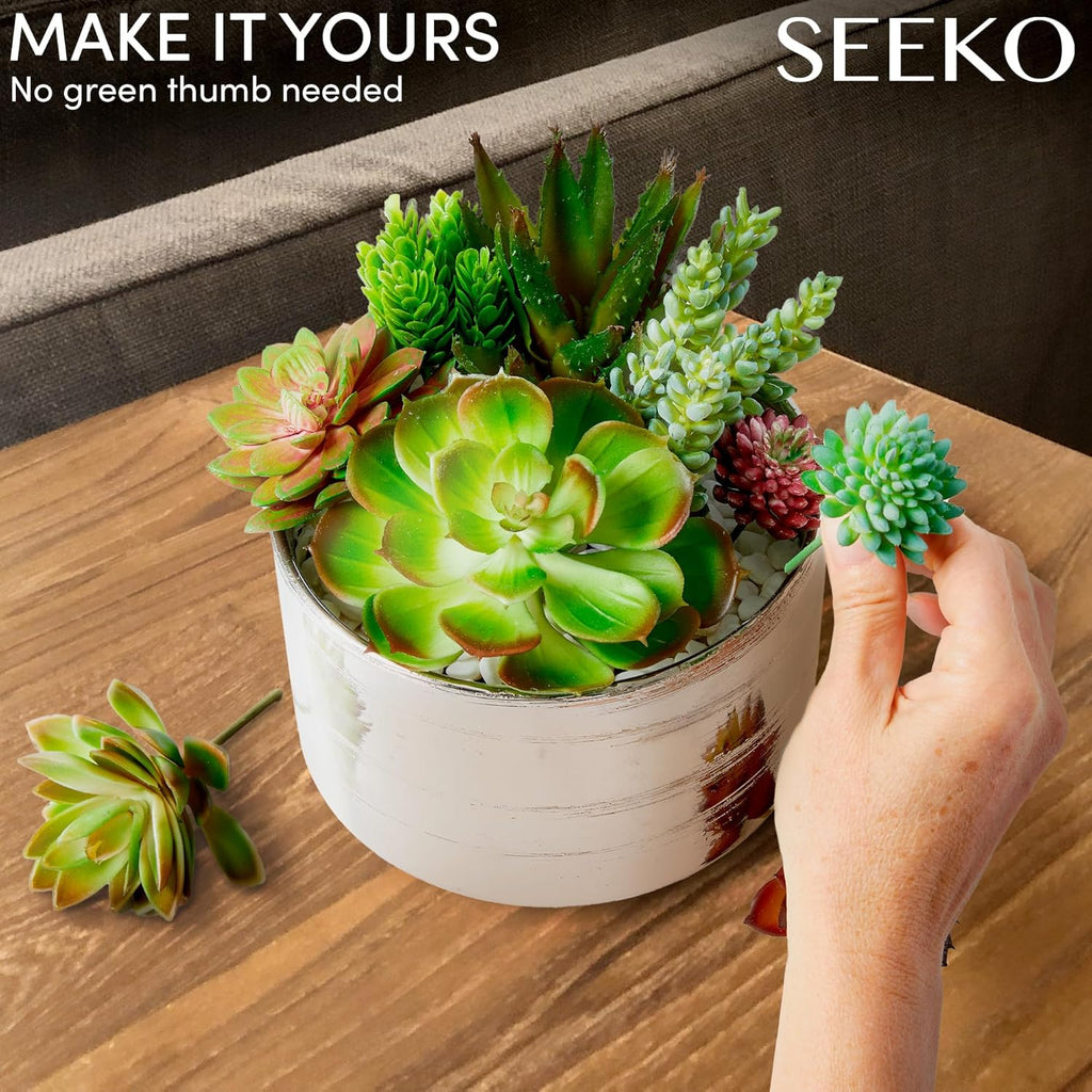 SEEKO Succulents Fake Succulents (28 Pack) – Premium Succulents Plants Artificial for Crafts - Large Assortment for Party, Garden, Home, Outdoor & DIY Floral Decor