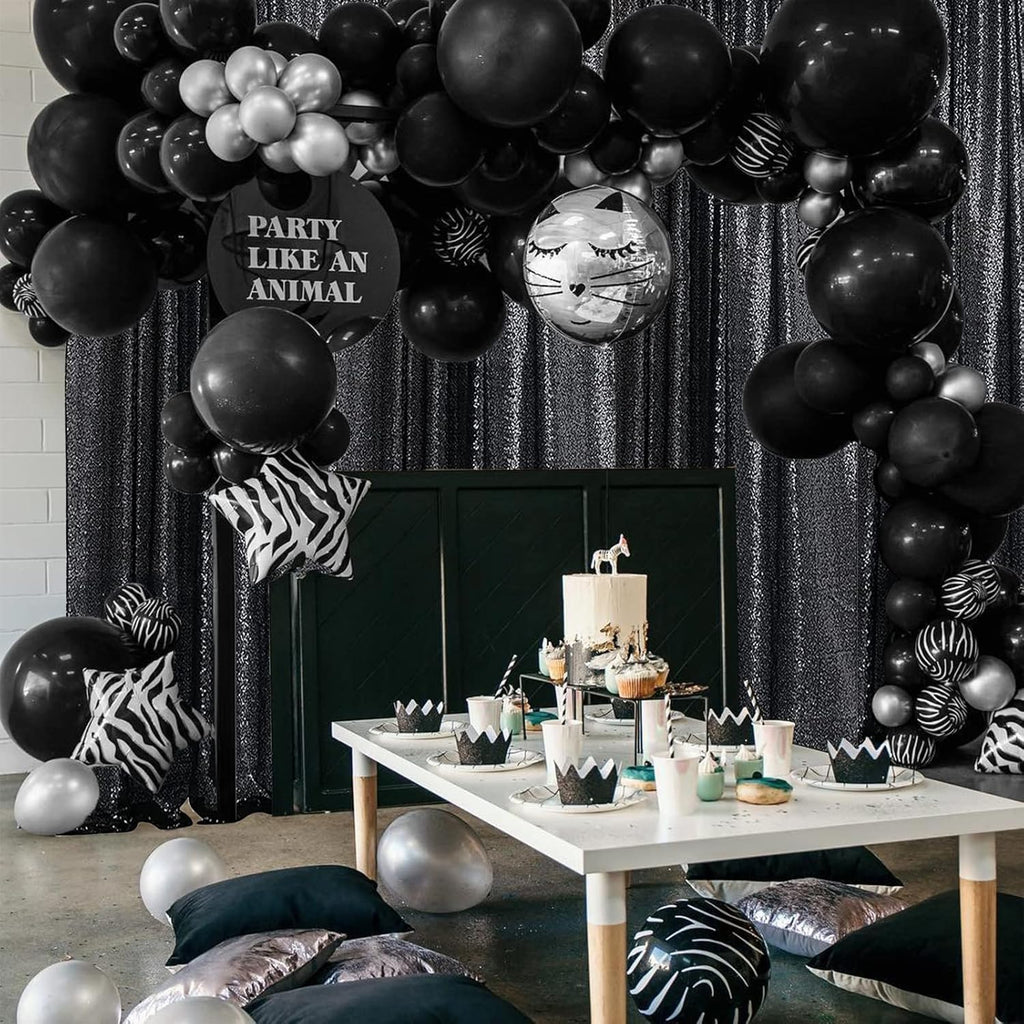 Sugargirl Halloween Black Sequin Backdrop Curtain 2 Panels 2FTx8FT Glitter Black Background Drapes Sparkle Photography Backdrop for Party Wedding Birthday Wall Decoration