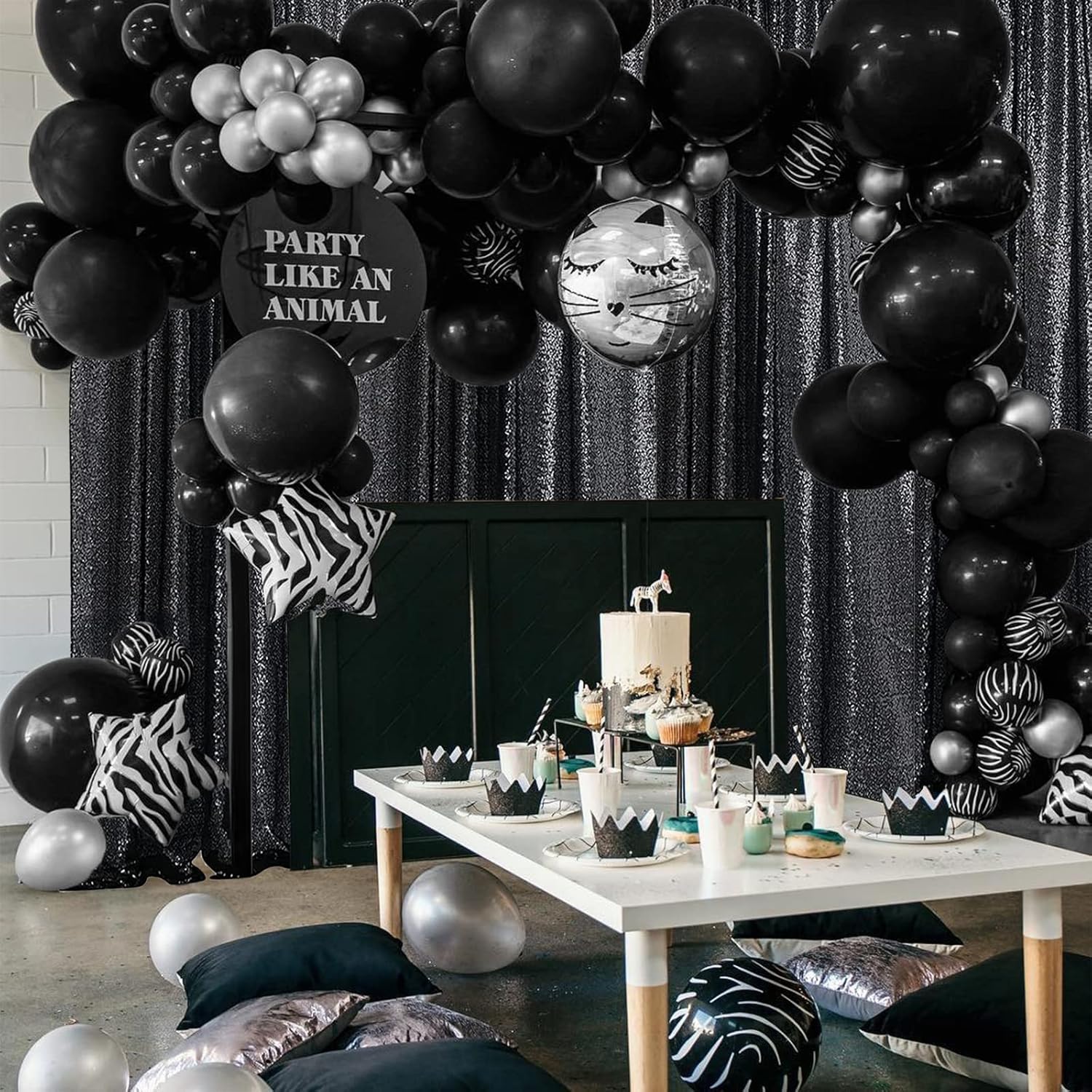 Sugargirl Halloween Black Sequin Backdrop Curtain 2 Panels 2FTx8FT Glitter Black Background Drapes Sparkle Photography Backdrop for Party Wedding Birthday Wall Decoration