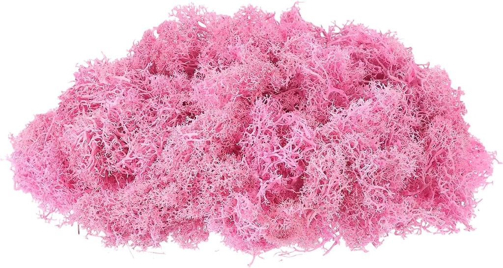 uxcell Preserved Reindeer Moss, 17.6oz Fake Moss for Crafts Artificial Dried Moss for Decoration Terrariums Potted Plants, Rose Pink