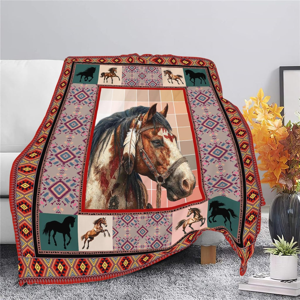 Horse Throw Blanket Horse Stuff Gifts for Kids Girls Boys Adults Women Men Soft Cozy Warm Plush Fluffy Fuzzy Fleece Blanket Decor 40''X50''