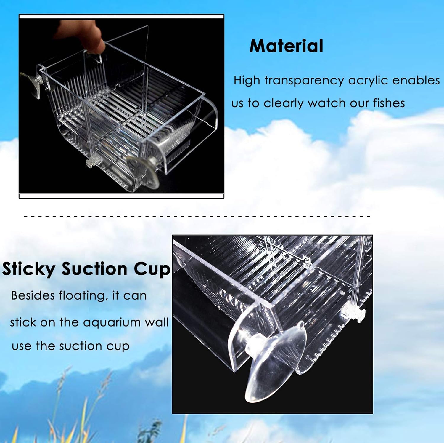 Cepetsma Fish Breeder Box - Hang-on Nursery Fish Tank With Breeding Hatchery, Perf for Aggressive & Injured Species