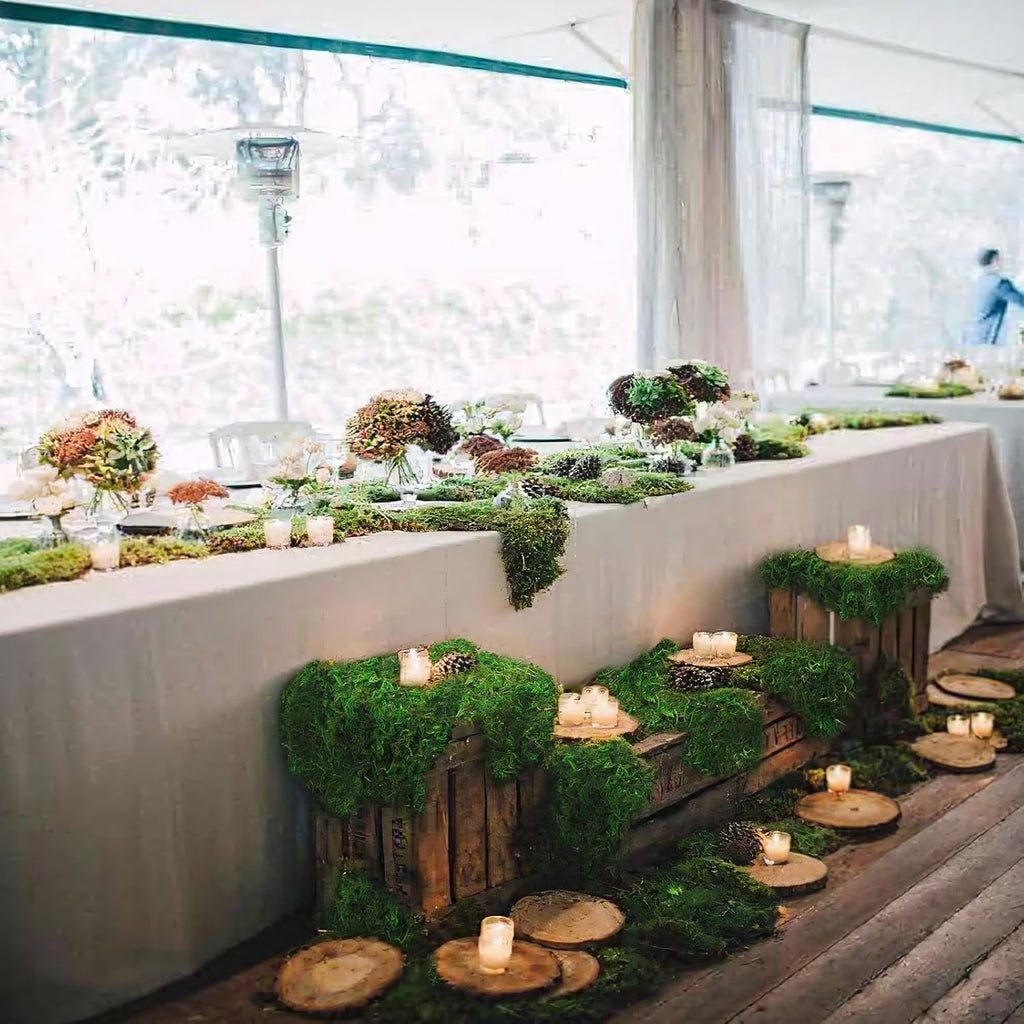 FAICOIA Moss Table Runner Green Moss Roll for Fairy Gardens Wedding Woodland Table Decor Dried Moss for Crafts 16" x 118" Preserved Moss Mat Moss Carpet for Green Moss Grass Wall 40 x 300cm