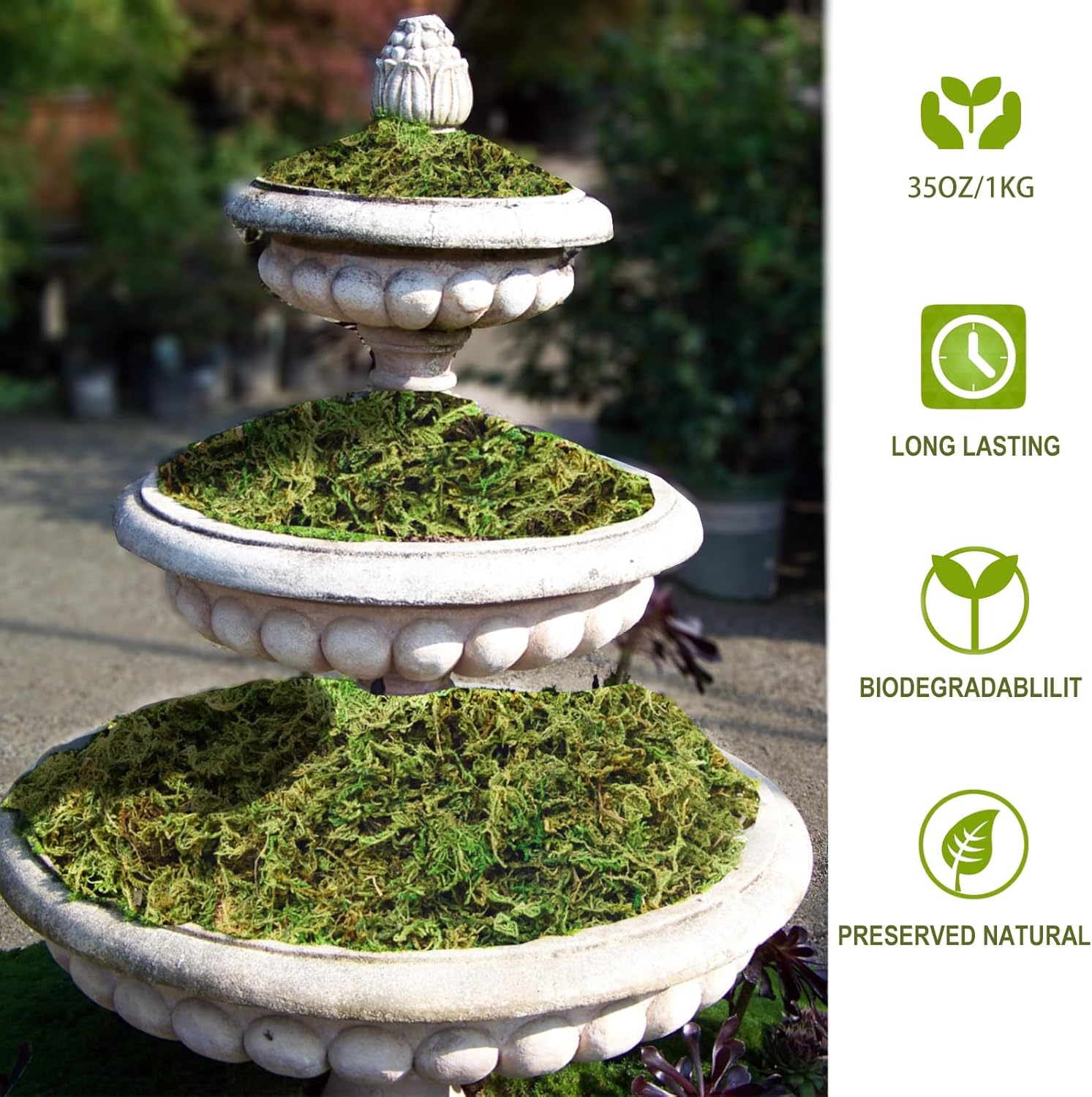 35 OZ Moss for Potted Plants Fake Moss for Fake Plants,Artificial Moss for Crafts,Faux Moss for Fake Plants Decroative Moss Artificial Green Moss
