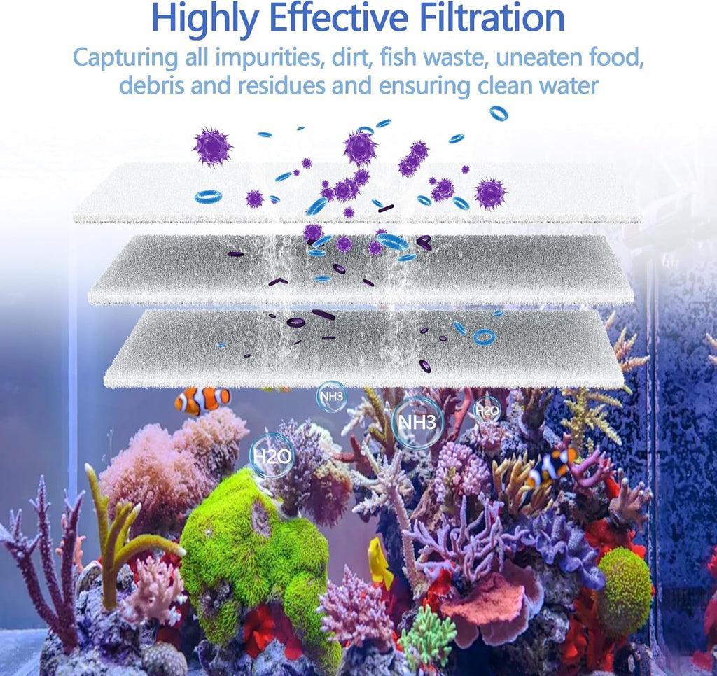 Aquarium Filter Media Floss, 12” x 144" Cut to Fit Fish Tank Filters for Crystal Clear Water Roll Material Pond Pad for Freshwater, Saltwater, Turtle Tanks, Reef & Koi Ponds