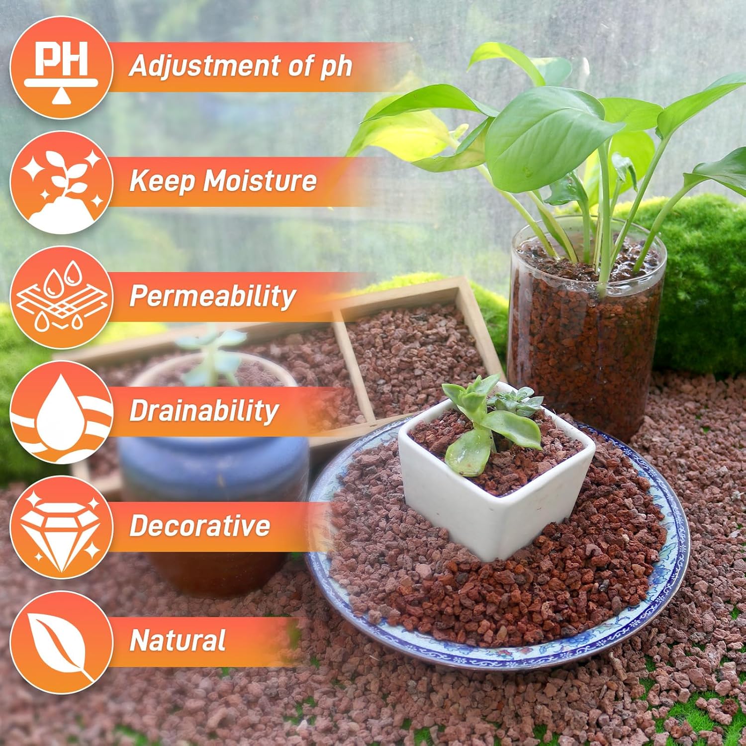 45Lb Horticultural Lava Rock - Succulent Soil Amendment, Decorative Cactus Soil Potting Mix, Volcanic Rock for Aquarium, Fairy Gardening Top Dressing, Plant Drainage