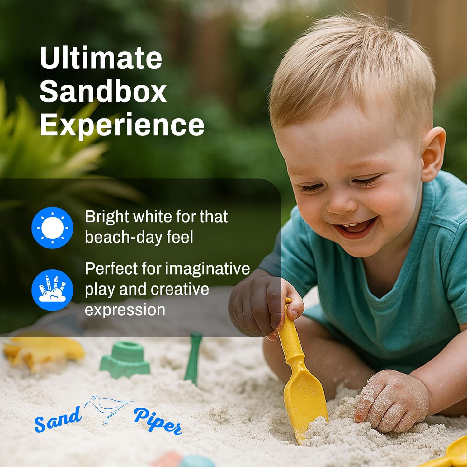 Sandpiper Multiuse Play Sand for Kids - 25 Lbs Indoor Outdoor Silica Sand for Sandbox, Craft Table, Sensory Bin Filler, & Building Beach Castles