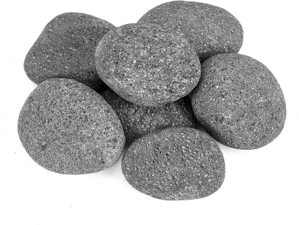 Skyflame 3-5 Inch Round Lava Rock Pebbles, 10 Pounds Black Natural Tumbled Stones for Indoor Outdoor Gas Fire Pit|Fireplaces|Garden Landscaping Decoration| Cultivation of Potted Plants