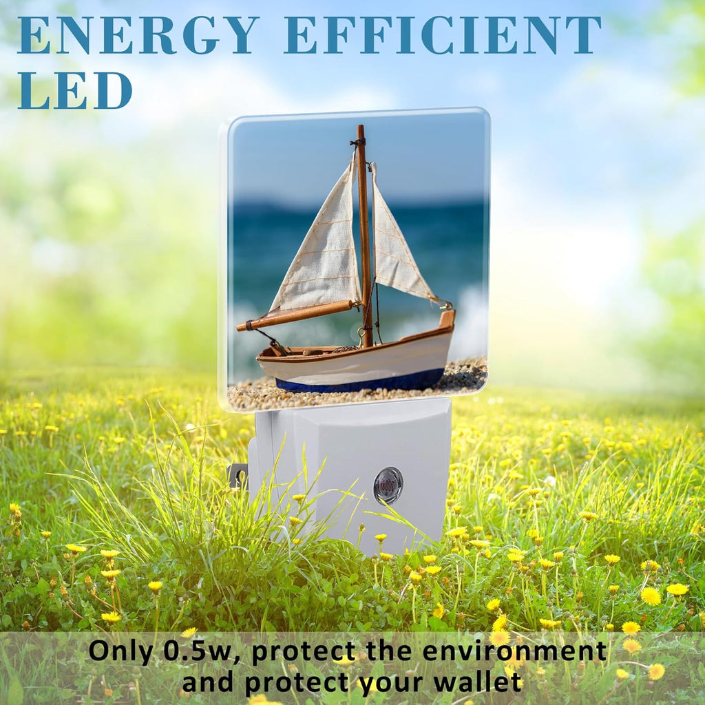 Night Light for Kids Girls Boys, Tropical Sandy Beach and Sailboat LED Night Light Plug into Wall with Dusk to Dawn Sensor for Room Decor, Hallway, Kitchen, Bathroom, Nursery, Stairs