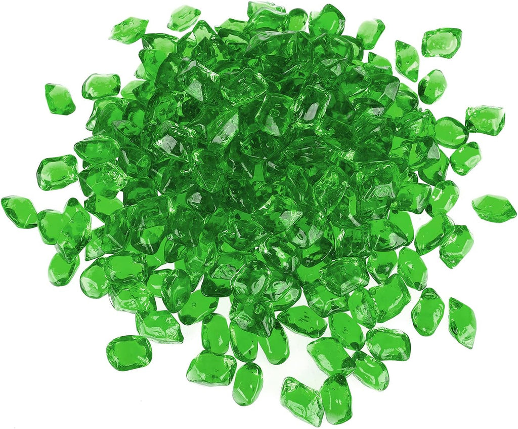 Onlyfire 1/2-Inch Polygon Fire Glass, 10 Pound Pack Glass Rock for Fireplace Fire Pit & Lanscaping, High Luster Green
