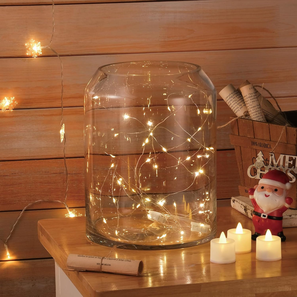 10" High 8" Wide Large Handmade Scandinavian Clear Glass Vase, Glass Flower Vase, Vase for Bouquet, Modern Glass Vase, Dome Glass Vase, Glass Terrariium, Hurricane, Centerpiece (Clear, 8"x10")
