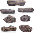 7Pcs Artificial Stump Rocks, Mini Stone Tree Statue Figurines Ornaments for Micro Train Landscape Railway Desert Sand Animal Table Diorama Accessory Garden Decoration