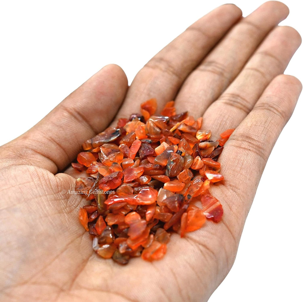 Amazing Gemstone Carnelian Crystal Chips Aquarium Gravel Rocks - Carnelian Chips Bulk Fish Tank Gravel, Small Tumbled Stone Chips, Tiny Crystals for Decoration (Natural AAA Grade) (1000+ Carat Chips)