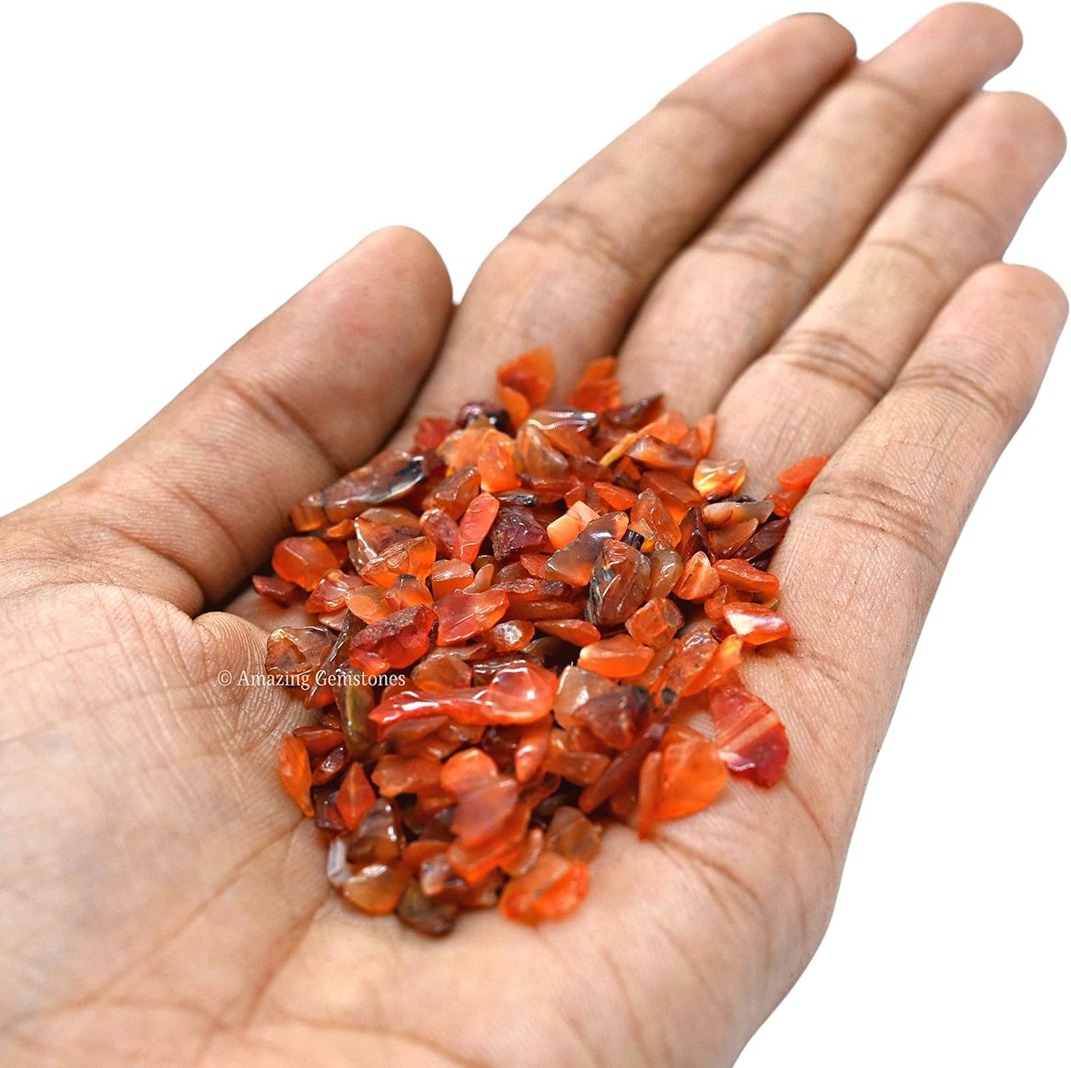 Amazing Gemstone Carnelian Crystal Chips Aquarium Gravel Rocks - Carnelian Chips Bulk Fish Tank Gravel, Small Tumbled Stone Chips, Tiny Crystals for Decoration (Natural AAA Grade) (1000+ Carat Chips)