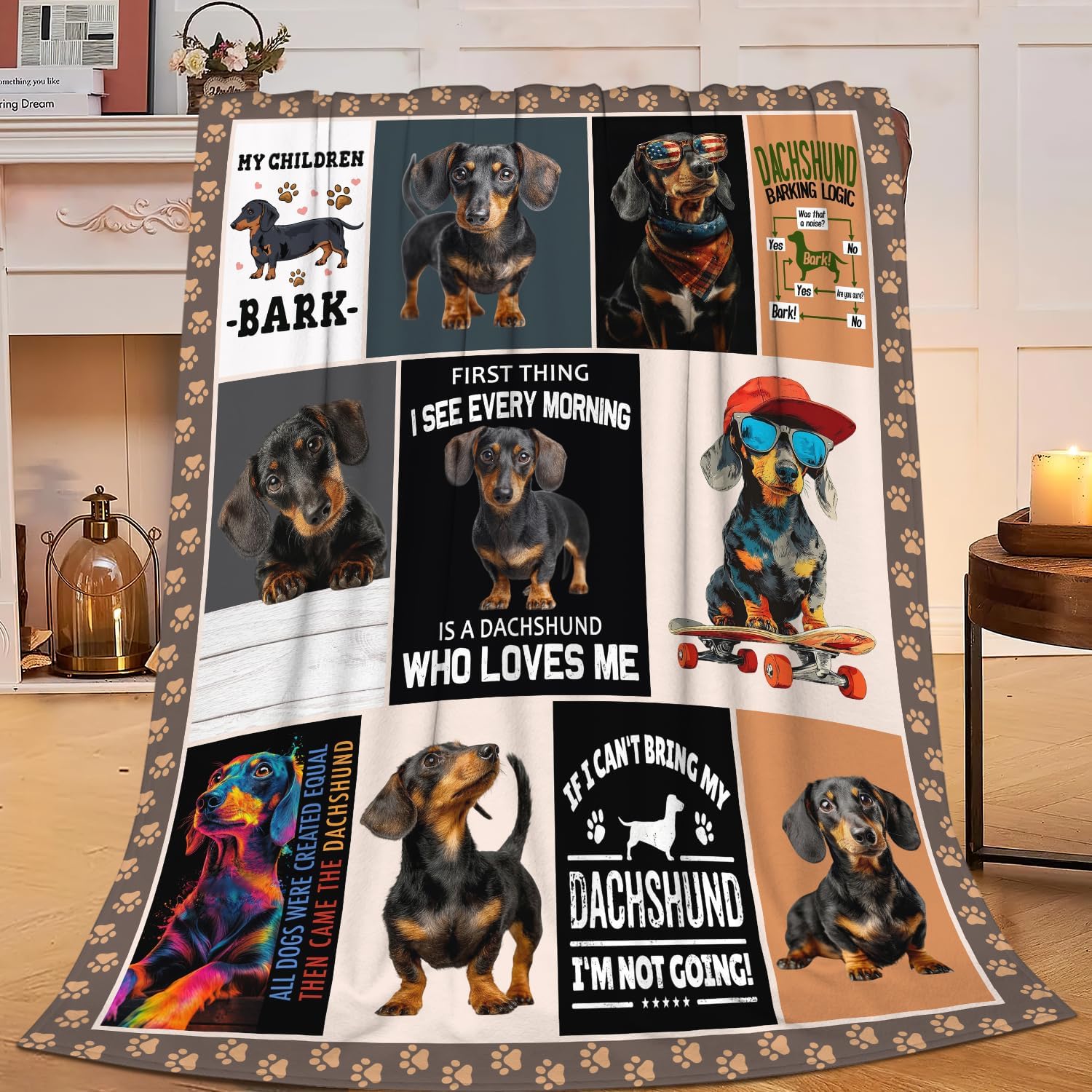 Dachshund Throw Blanket Weiner Dog Dachshund Puppy Stuff Gifts for Dog Lover Kids Girls Boys Adults Women Men Soft Cozy Warm Plush Fluffy Fuzzy Fleece Blanket Decor 60''X80''
