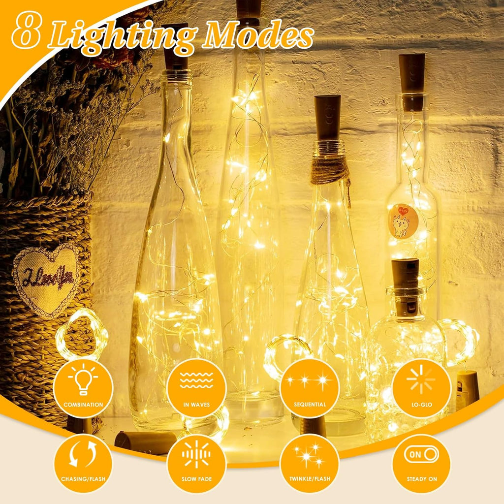 4 Pack Cuttable Fairy Lights Battery Operated, Waterproof 20FT 60LED Twinkle Lights with Timer Indoor Outdoor, Fairy Battery String Light for Bedroom, Classroom, Wedding, Christmas Décor(Warm White)