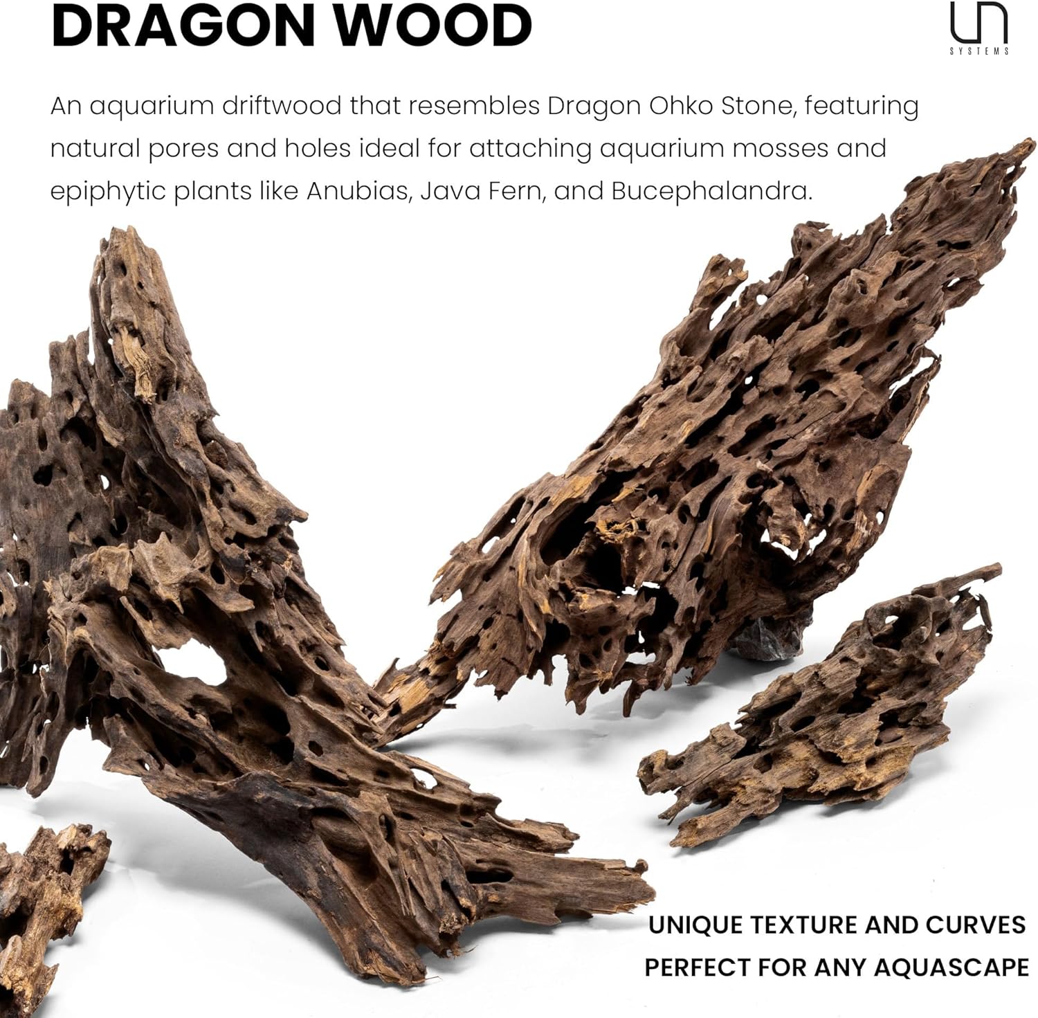 Ultum Nature Systems Driftwood - Dragon Drift Wood for Fish Tank, Planted Tank, Terriarium, Paludarium - Versatile Natural Driftwood Decor, Events Wood Centerpiece - Dragon Wood, S 7-13, 3 Pack