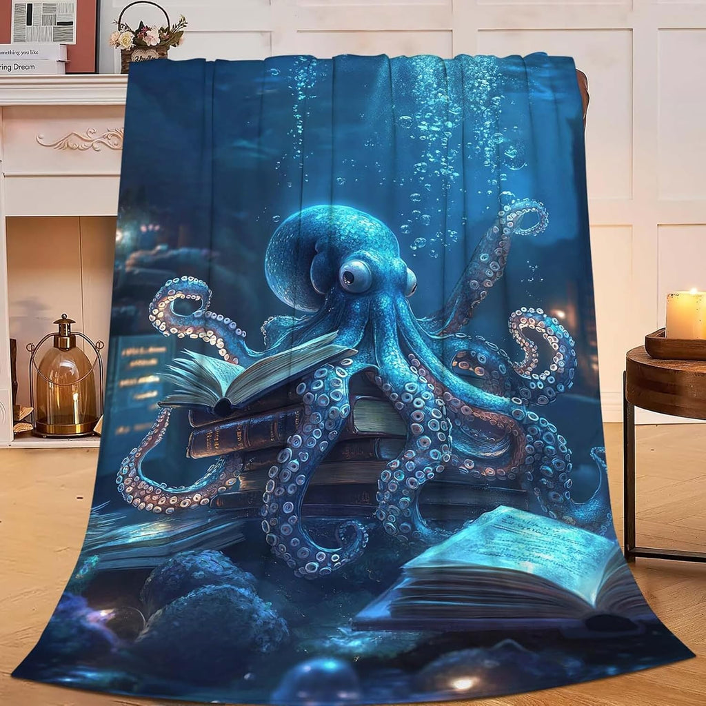 Octopus Throw Blanket Ocean Octopus Stuff Gifts for Kids Girls Boys Adults Women Man Soft Cozy Warm Plush Fluffy Fuzzy Fleece Blanket Decor 60''X80''