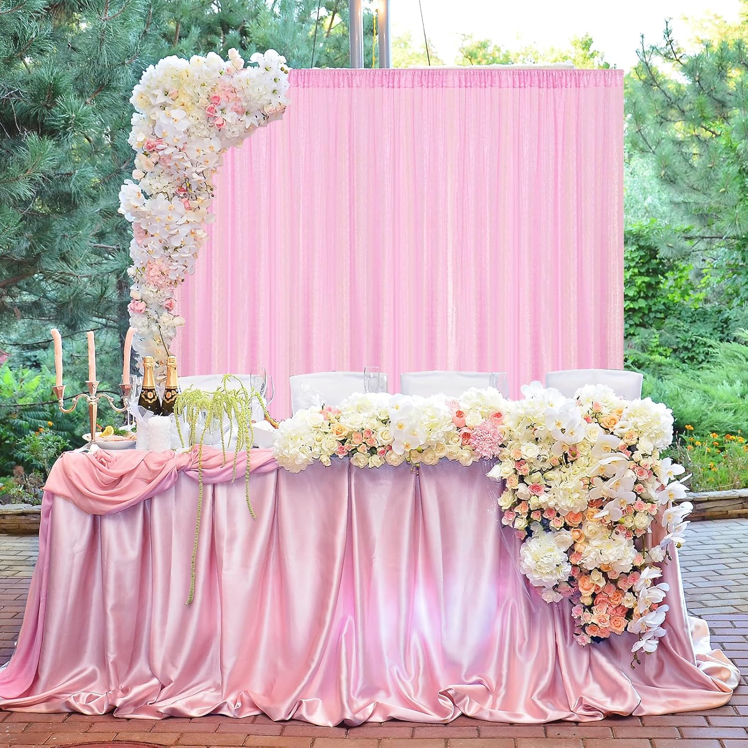 Sugargirl Matte Pink Sequin Backdrop Curtain 4 Panels 2FTx8FT Glitter Pink Background Drapes Sparkle Photography Backdrop for Party Wedding Birthday Wall Decoration