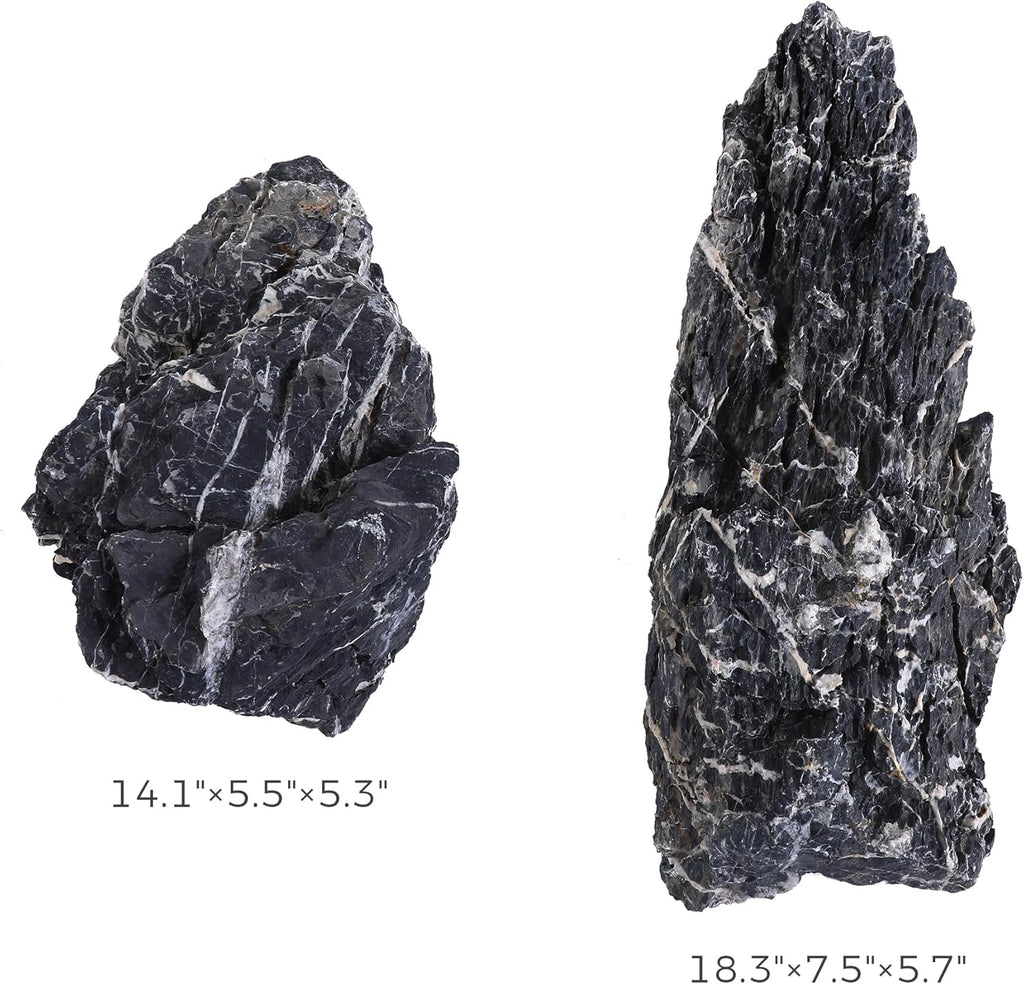 14-16 Inches Natural Seiryu Stone 2 PCS Ultra Large Aquarium Rocks for Aquascaping, Aquarium Landscaping, Terrariums, Fish Tank Decoration, Vivariums, Paludarium, Amphibian Enclosures